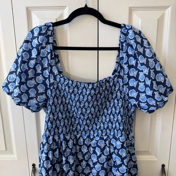 J. Crew Smocked Midi Dress Puff Sleeves Floral Print Womens Size XL - Picture 4 of 13